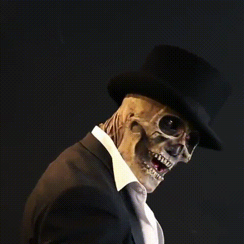 Skeleton Mask with Hat, Full-Face Latex Halloween Costume Accessory, view 4