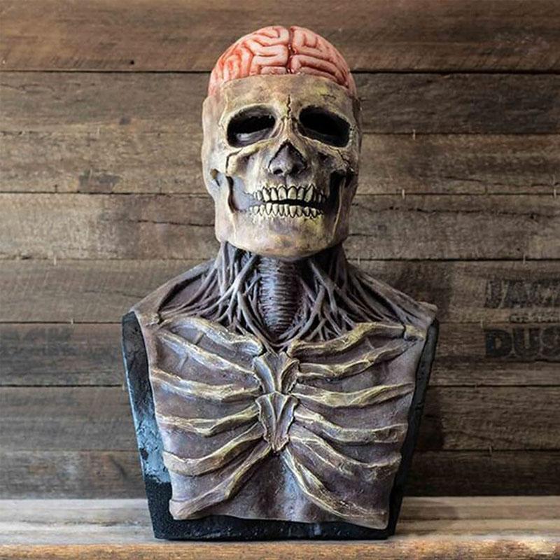 Skeleton Mask with Hat, Full-Face Latex Halloween Costume Accessory, view 5