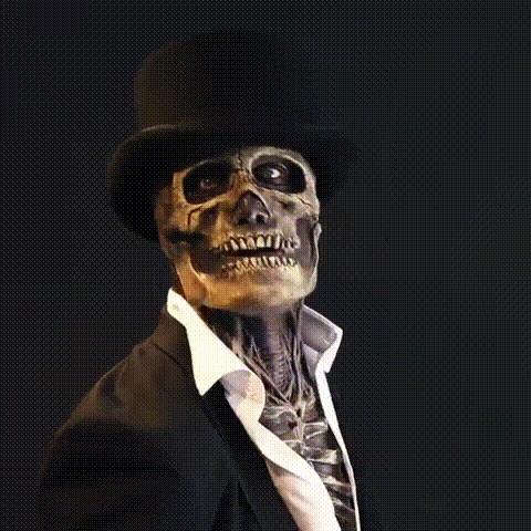 Skeleton Mask with Hat, Full-Face Latex Halloween Costume Accessory