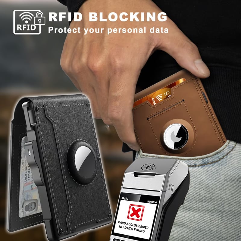 Slim Leather and Aluminium Pop-Up Wallet with Money Clip, view 12