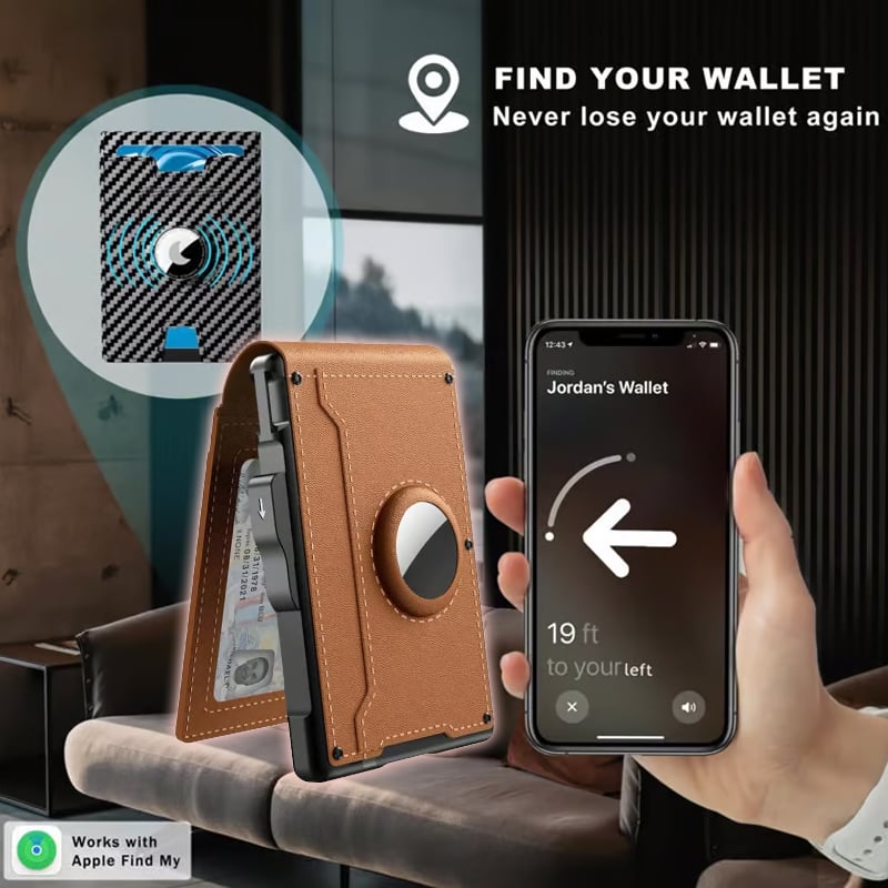 Slim Leather and Aluminium Pop-Up Wallet with Money Clip, view 14