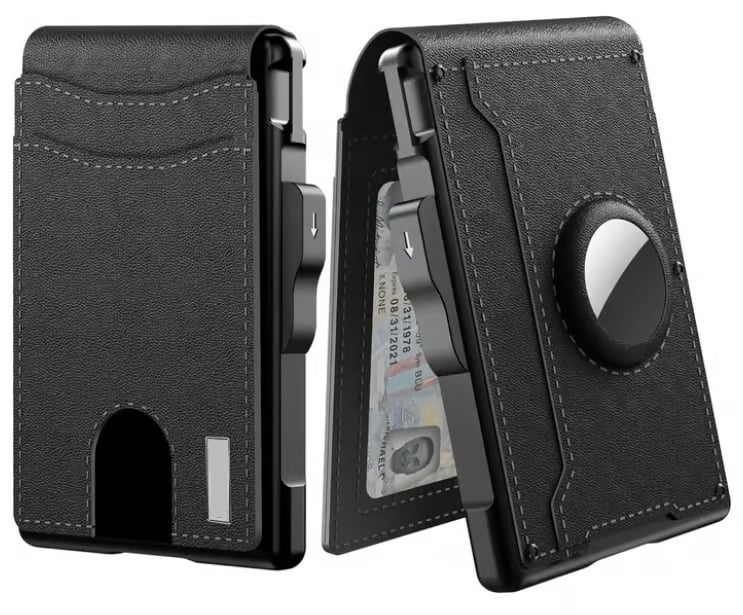 Slim Leather and Aluminium Pop-Up Wallet with Money Clip, view 18