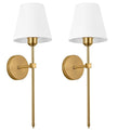 Slim Rod Wall Light Pair with Fabric Shade and Concealed Mounting | High & Bury