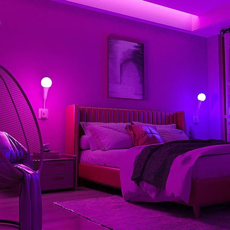 Smart RGB LED Bulb with Infrared Remote Control and Swiveling Socket Adapter | High & Bury
