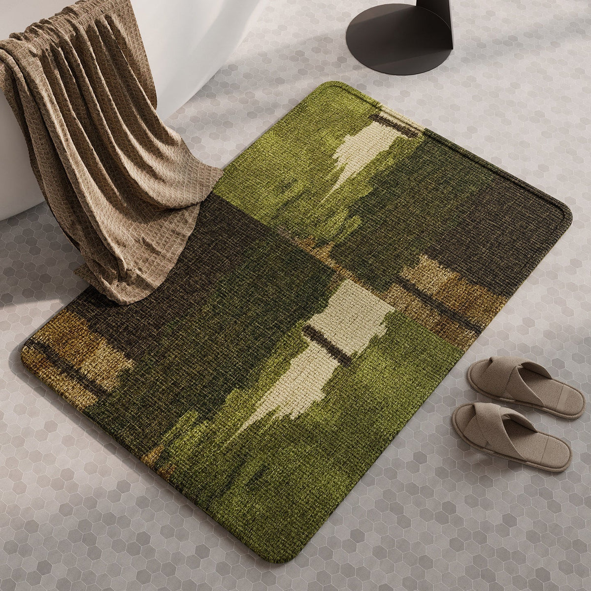 Soft Linen Textured Bathroom Mat | High & Bury