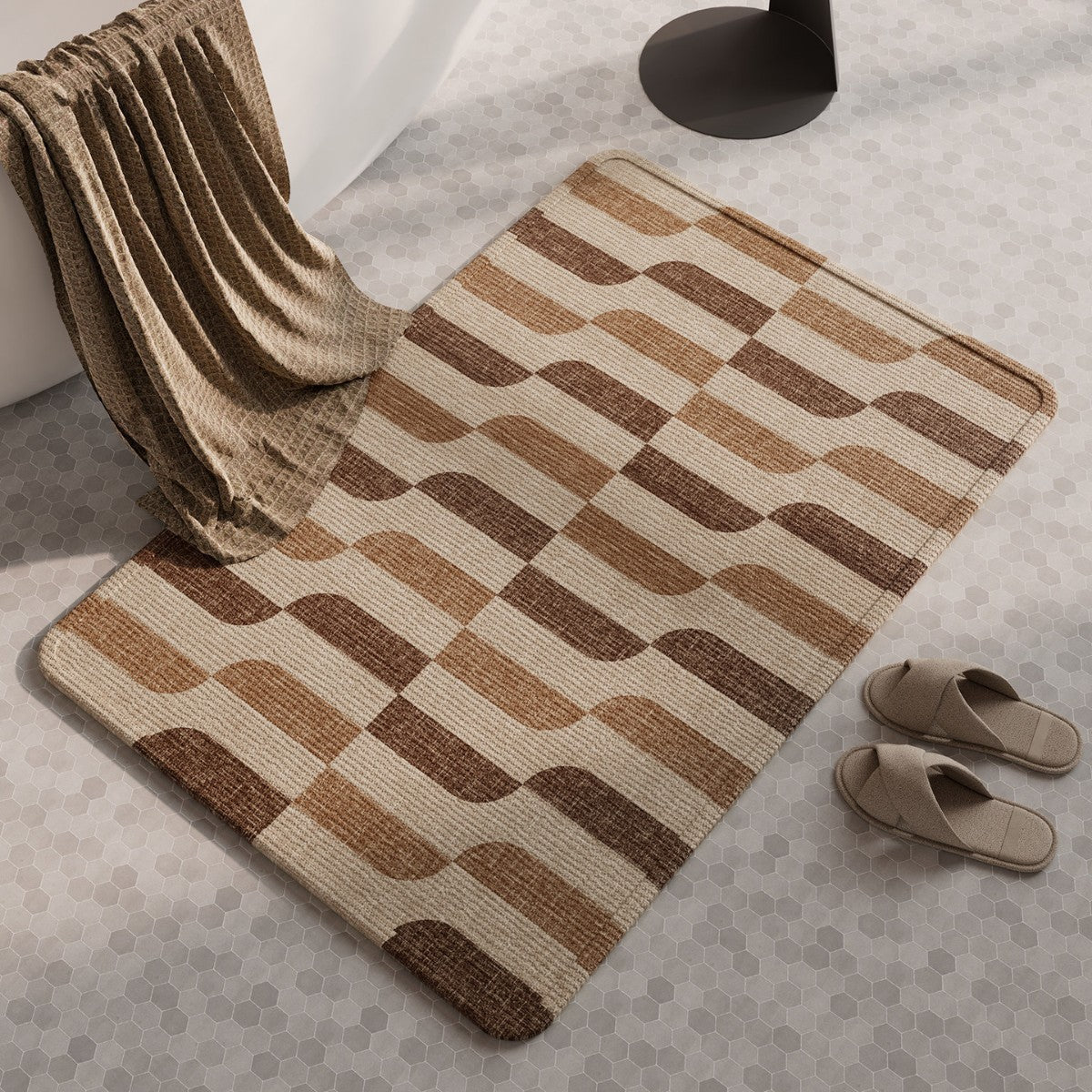 Soft Linen Textured Bathroom Mat | High & Bury