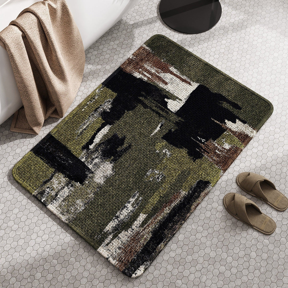 Soft Linen Textured Bathroom Mat | High & Bury