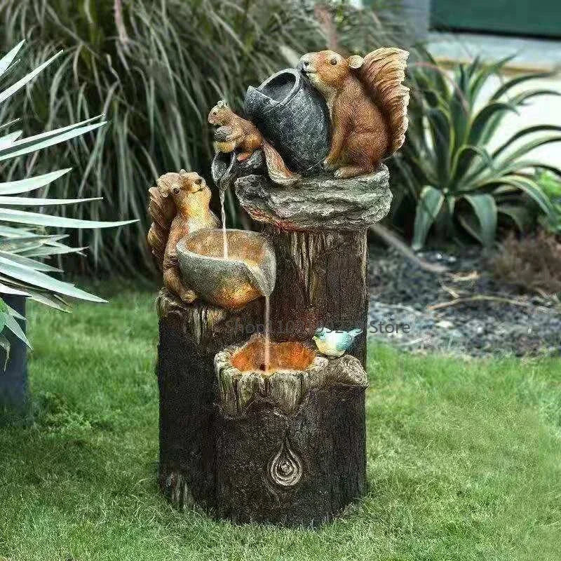 Solar Duck or Squirrel Garden Ornament in Resin with LED, view 3