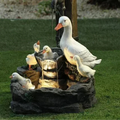 Solar Duck or Squirrel Garden Ornament in Resin with LED
