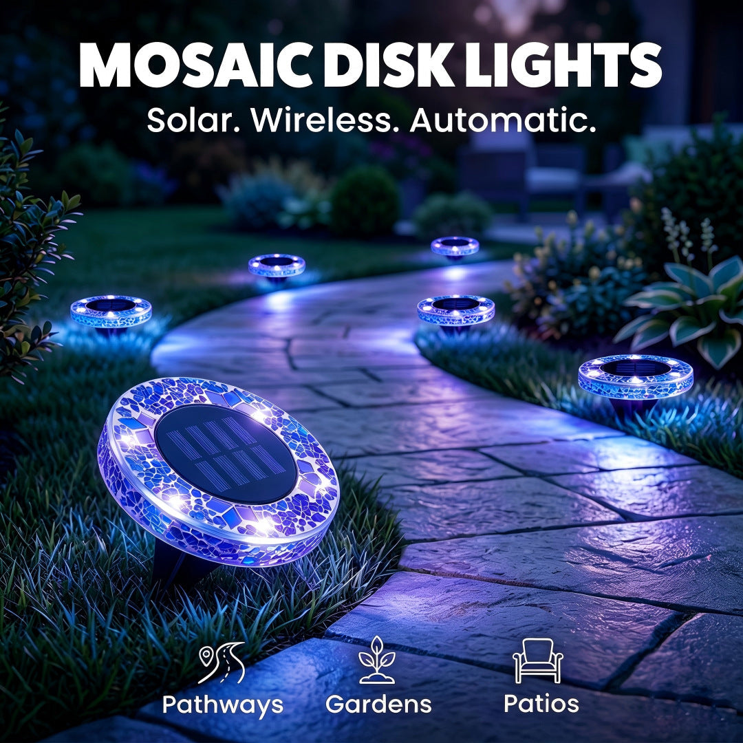Solar Mosaic Glass Garden Path LED Spotlights | High & Bury