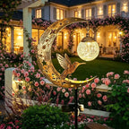 Solar-Powered Decorative Garden Stake Light with Crescent Moon Fairy Lantern | High & Bury