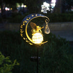 Solar-Powered Decorative Garden Stake Light with Crescent Moon Fairy Lantern | High & Bury
