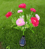 Solar-Powered Decorative Garden Stele with Lifelike Ranunculus Bouquet | High & Bury