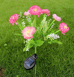 Solar-Powered Decorative Garden Stele with Lifelike Ranunculus Bouquet | High & Bury