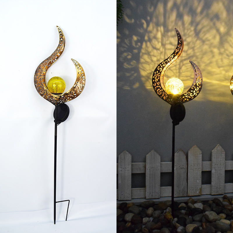 Solar-Powered Filigree Crescent Stake Lantern | High & Bury