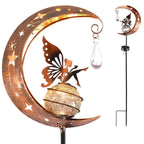 Solar-Powered Filigree Crescent Stake Lantern | High & Bury