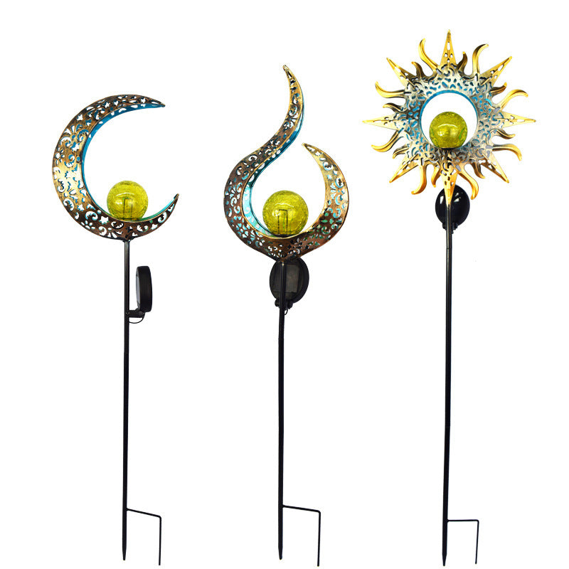Solar-Powered Filigree Crescent Stake Lantern | High & Bury