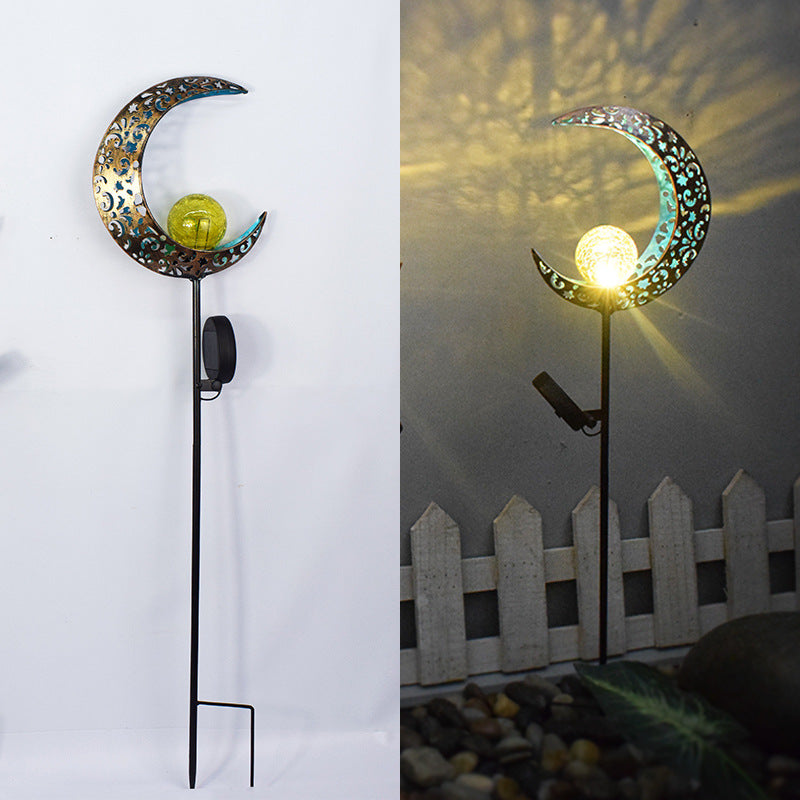Solar-Powered Filigree Crescent Stake Lantern | High & Bury