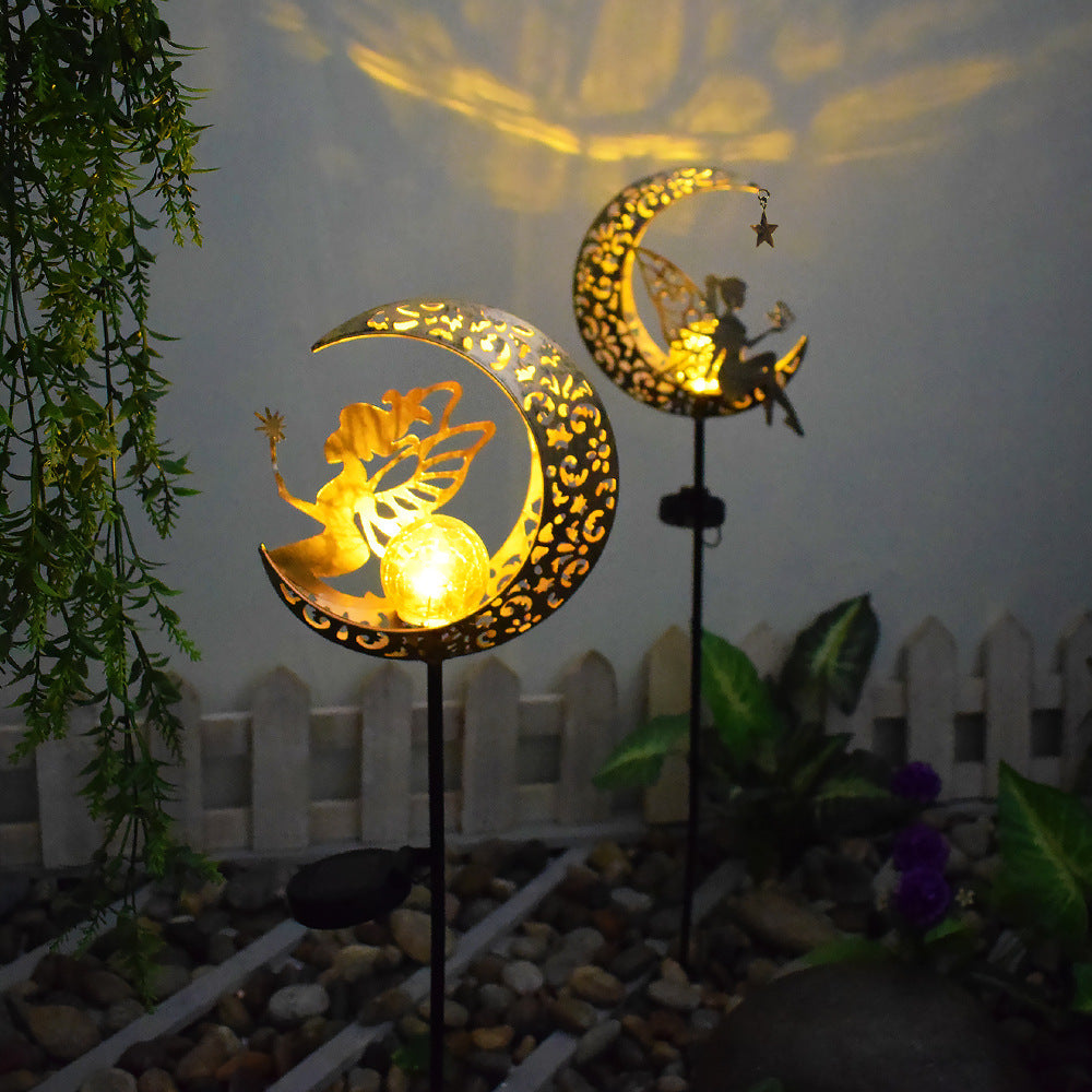 Solar-Powered Filigree Crescent Stake Lantern | High & Bury