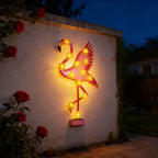 Solar-Powered Flamingo LED Garden Stake Light with Flower Accent Lamps | High & Bury