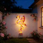 Solar-Powered Flamingo LED Garden Stake Light with Flower Accent Lamps | High & Bury