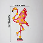 Solar-Powered Flamingo LED Garden Stake Light with Flower Accent Lamps | High & Bury