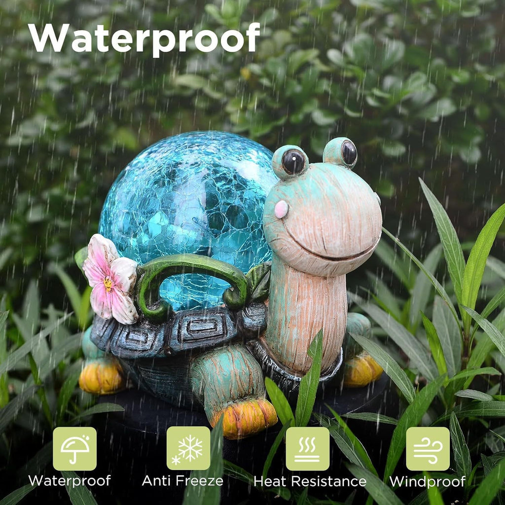 Solar-Powered Garden Gnome Sculpture with Integrated LED Fairy Lights and Turtle Pot | High & Bury