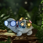 Solar-Powered Garden Gnome Sculpture with Integrated LED Fairy Lights and Turtle Pot | High & Bury