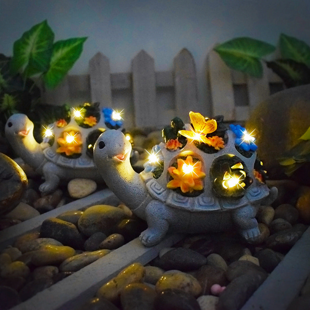 Solar-Powered Garden Gnome Sculpture with Integrated LED Fairy Lights and Turtle Pot | High & Bury