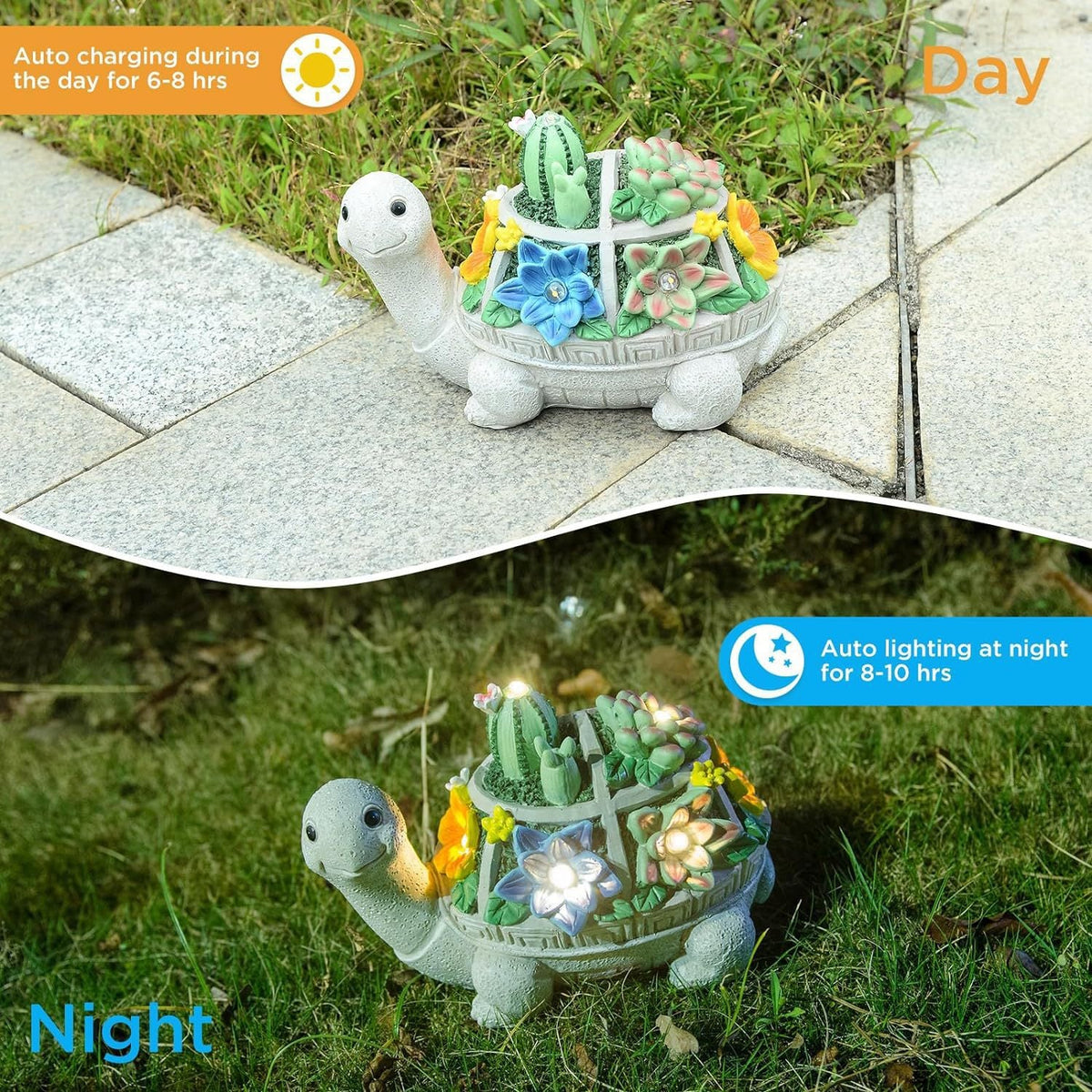 Solar-Powered Garden Gnome Sculpture with Integrated LED Fairy Lights and Turtle Pot | High & Bury