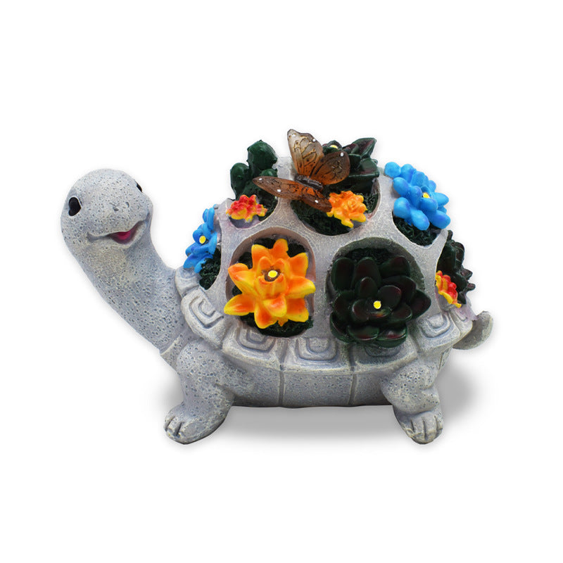 Solar-Powered Garden Gnome Sculpture with Integrated LED Fairy Lights and Turtle Pot | High & Bury
