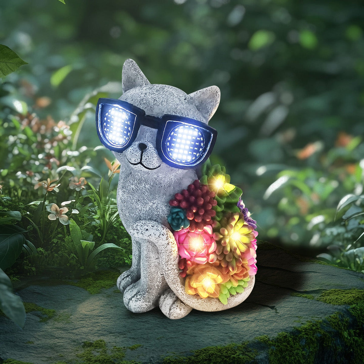 Solar-Powered Garden Gnome Sculpture with Integrated LED Fairy Lights and Turtle Pot | High & Bury
