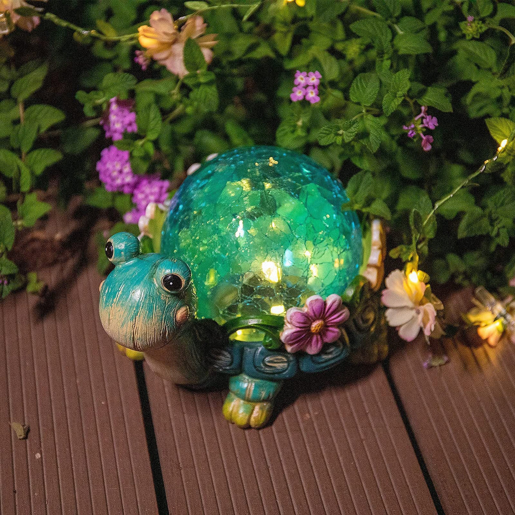 Solar-Powered Garden Gnome Sculpture with Integrated LED Fairy Lights and Turtle Pot | High & Bury