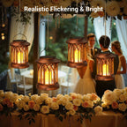Solar-Powered Hanging LED Lantern Set with Flickering Flameless Candle and Metal Clip Hook | High & Bury