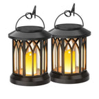 Solar-Powered Hanging LED Lantern Set with Flickering Flameless Candle and Metal Clip Hook | High & Bury