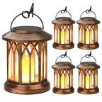 Solar-Powered Hanging LED Lantern Set with Flickering Flameless Candle and Metal Clip Hook | High & Bury