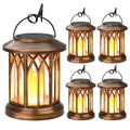 Solar-Powered Hanging LED Lantern Set with Flickering Flameless Candle and Metal Clip Hook | High & Bury