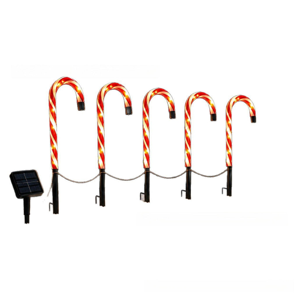 Solar-Powered Projecting Candy Cane Path Lights | High & Bury