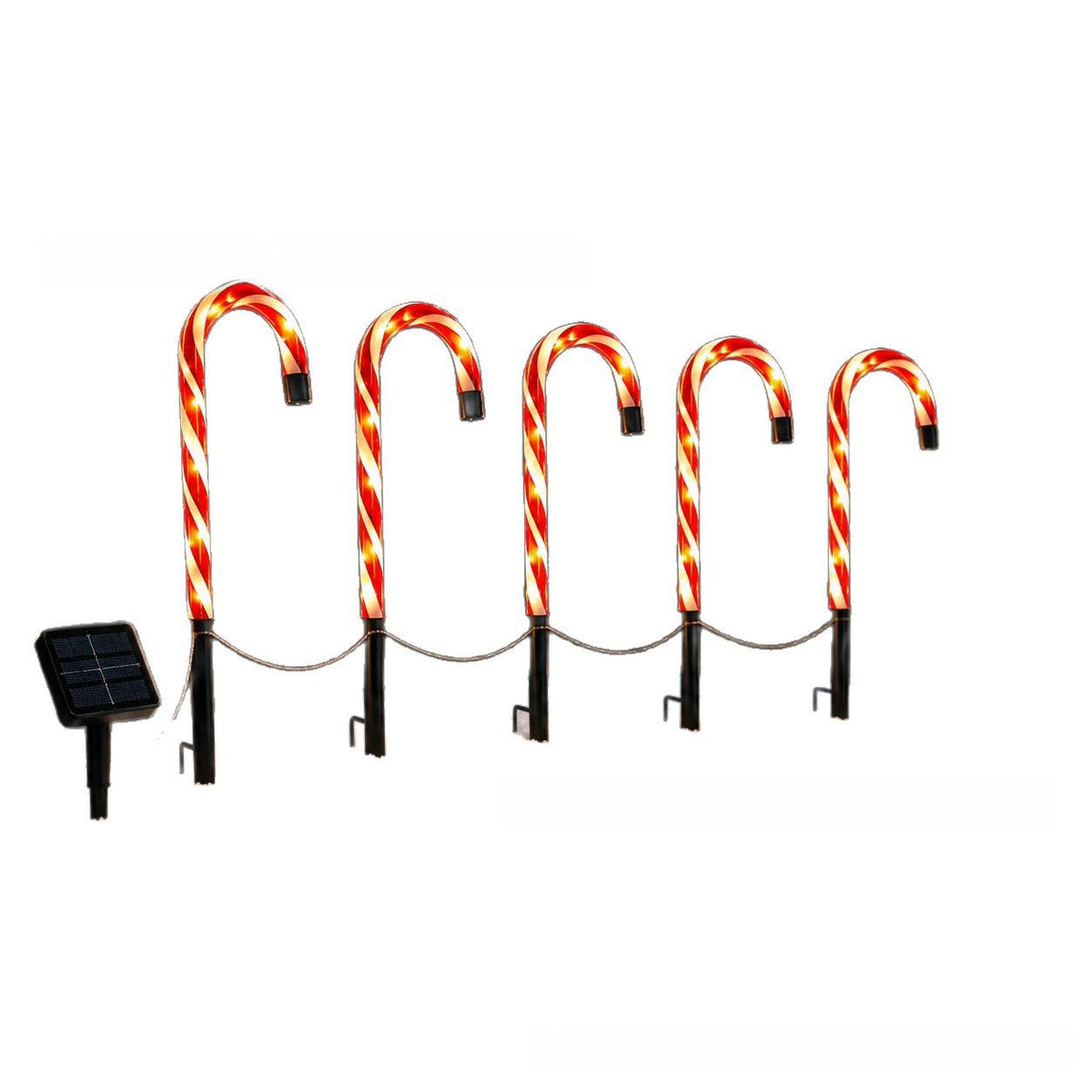 Solar-Powered Projecting Candy Cane Path Lights | High & Bury