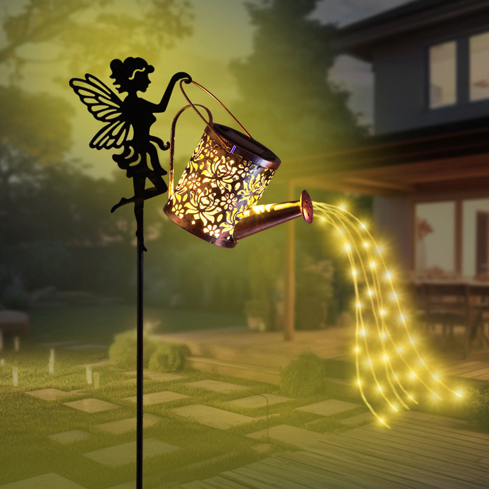 Solar Watering Can Fairy Garden Stake Light | High & Bury