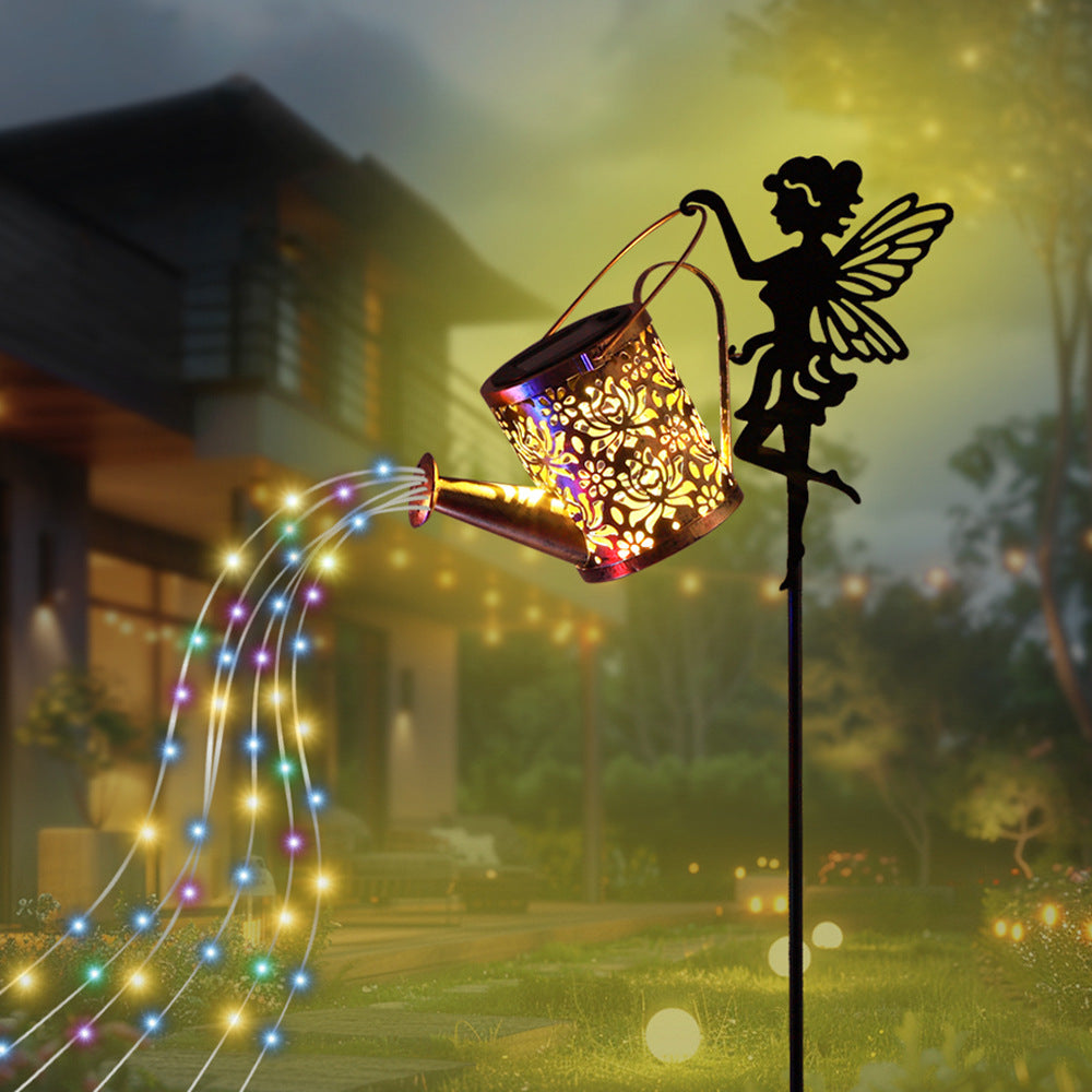Solar Watering Can Fairy Garden Stake Light | High & Bury
