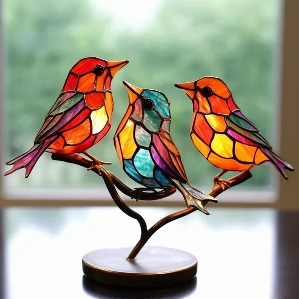 Stained Glass Bird Sculpture Ornament Figurine Decoration, 20 cm, view 3