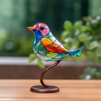 Stained Glass Bird Sculpture Ornament Figurine Decoration, 20 cm