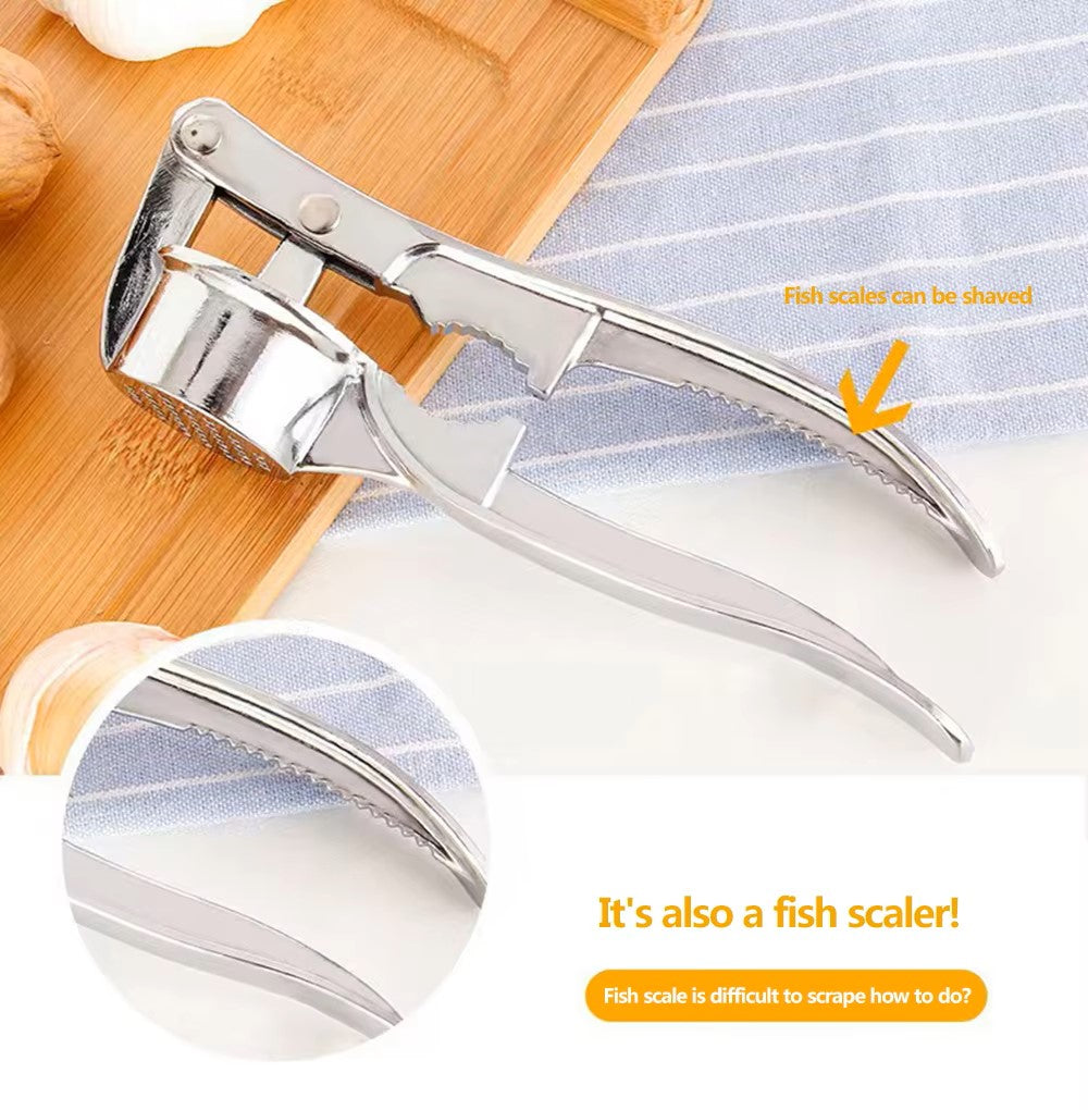 Stainless Steel Garlic Press with Ergonomic Handle for Kitchen Use, view 2