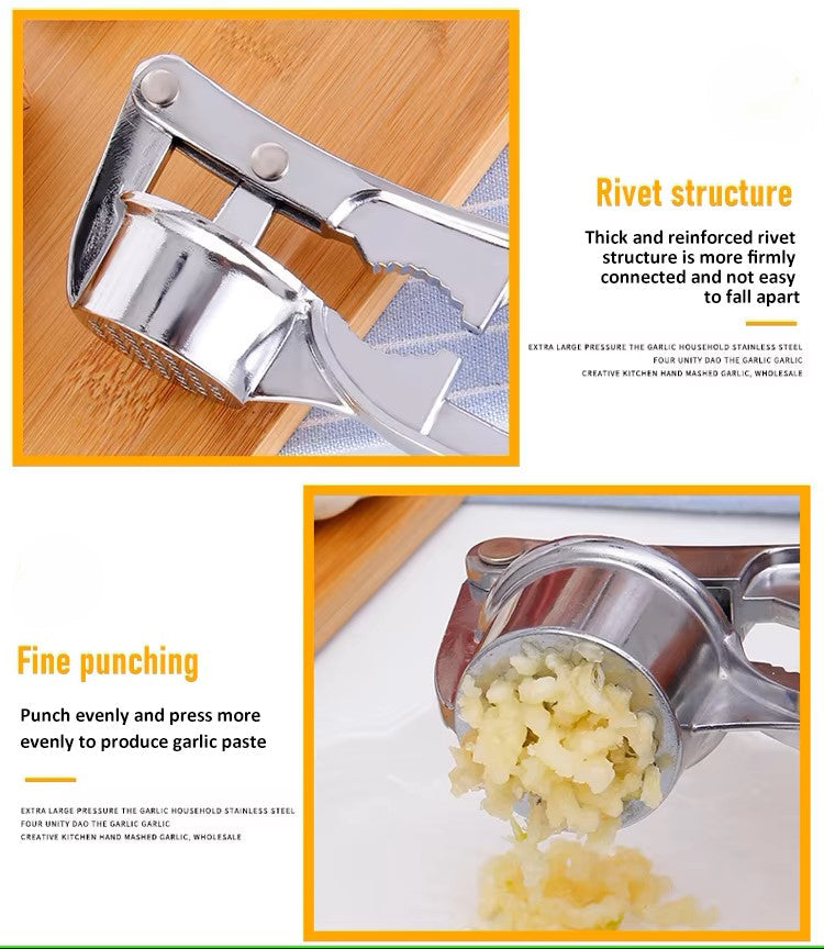 Stainless Steel Garlic Press with Ergonomic Handle for Kitchen Use, view 6