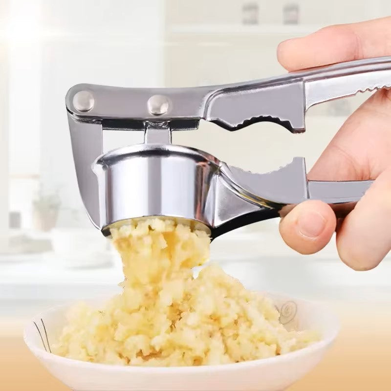 Stainless Steel Garlic Press with Ergonomic Handle for Kitchen Use