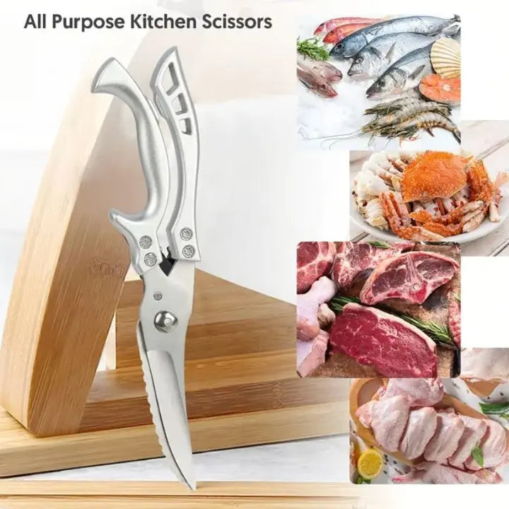 Stainless Steel Kitchen Scissors with Fish Scale Remover and Safety Lock, view 3