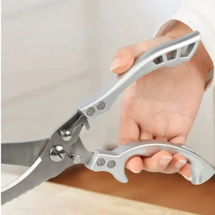 Stainless Steel Kitchen Scissors with Fish Scale Remover and Safety Lock, view 5