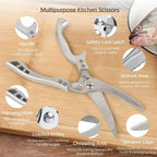 Stainless Steel Kitchen Scissors with Fish Scale Remover and Safety Lock, view 6