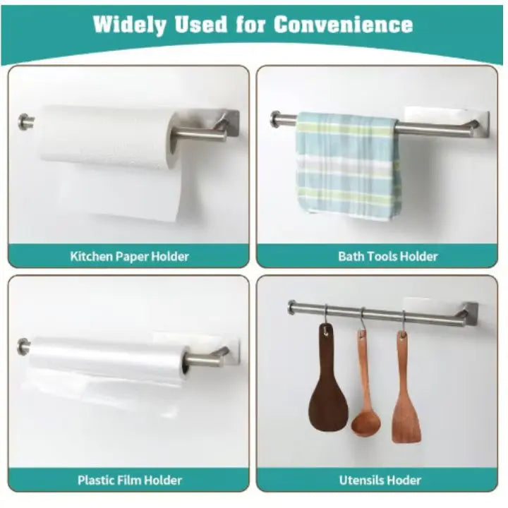 Stainless Steel Wall-Mounted Kitchen Roll Holder, 33 x 6 cm, view 4